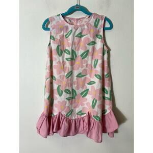 Girl's Guoguo Jiang Pink Green Sleeveless Cotton Dress Sz 11